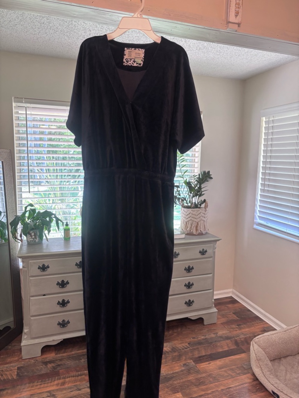 Navy Velvet Jumpsuit - Anthropologie